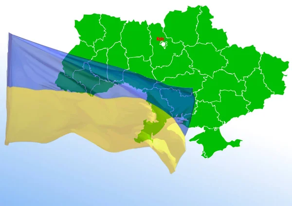 Ukrajna Zászlója Térképe Színes Vektor Illusztráció — Stock Vector