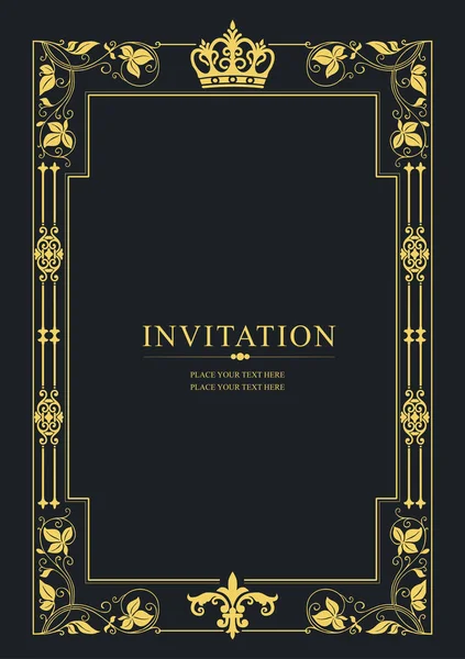 Goldschmuck Auf Dunklem Hintergrund Kann Als Einladungskarte Verwendet Werden Vektorillustration — Stockvektor