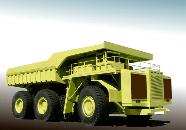 Heavy Equipment Yellow Truck Delivering Materials Job Site Vector Illustration — Stock Vector