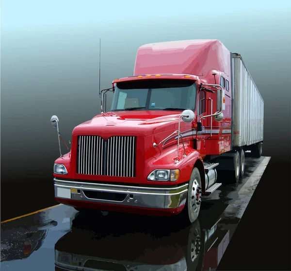 Vector Illustratie Van Rode Vrachtwagen Vrachtwagen — Stockvector