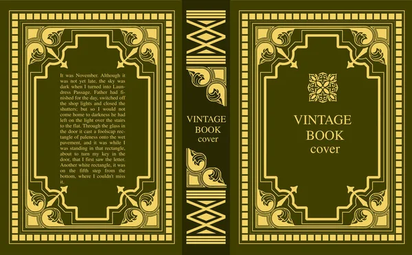 Capa Livro Couro Ornamentado Molduras Ornamento Retro Velho Design Estilo —  Vetores de Stock