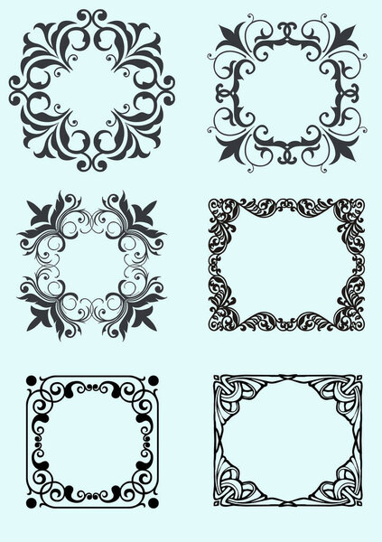 Набор декоративных векторных кадров и орнаментов с образцовым текстом. Перфект в виде приглашения или объявления. Все части раздельны. Легко менять цвета и редактировать.