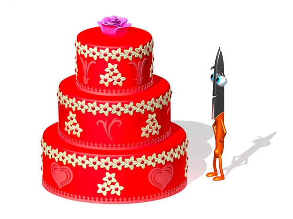 Gâteau et couteau — Photo