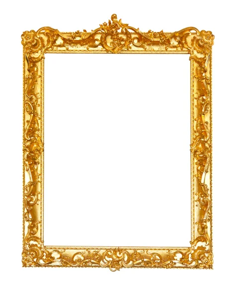 흰 배경에 금으로 된 그림 틀 — 스톡 사진