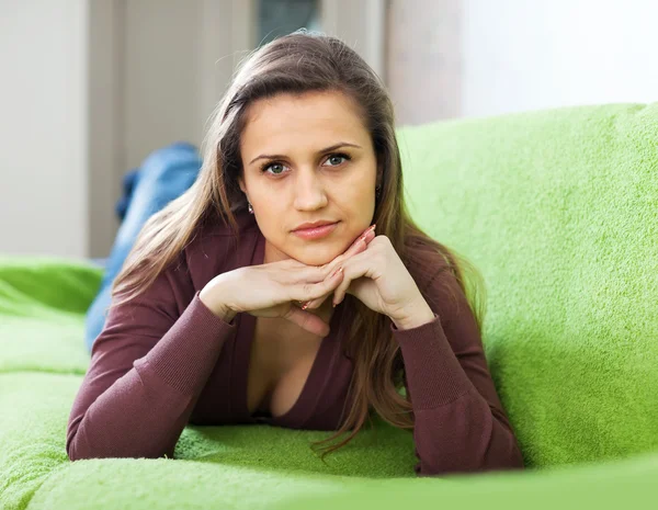 Tranquil beauty woman in home — Stock Photo, Image