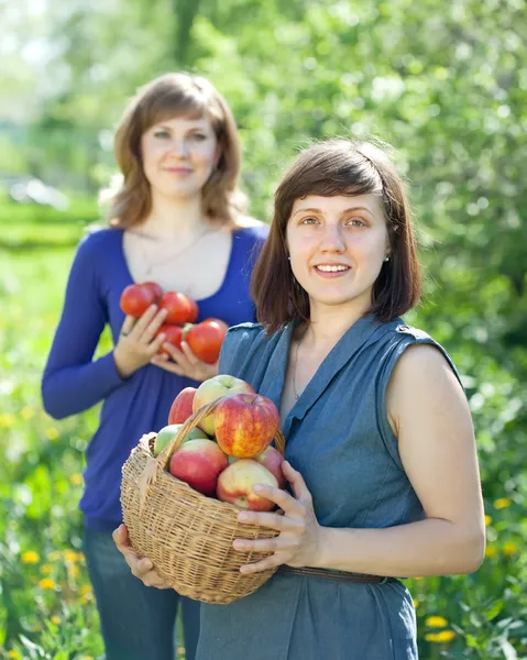 Glückliche Frauen mit der Ernte — Stockfoto