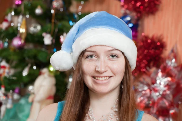 Portrait of girl in Santa hat Royalty Free Stock Photos