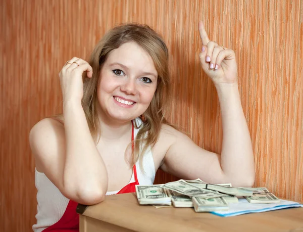 Woman has successfully resolved its financial problems — Stock Photo, Image