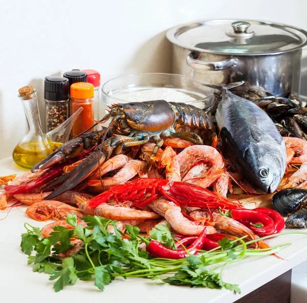 Still life with fresh marine products — Stock Photo, Image