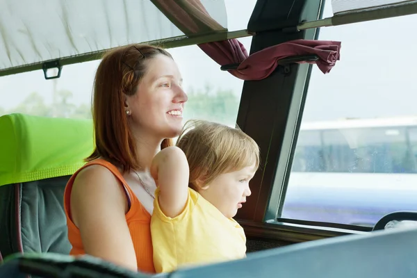 Mother and child in bus — Stock Photo, Image
