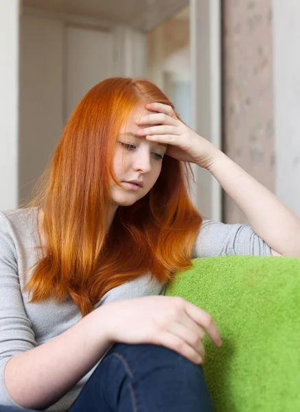 Red-headed lonely teen girl — Stock Photo, Image