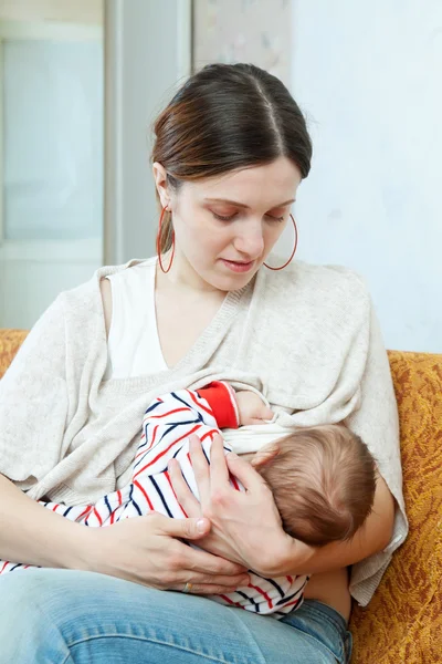 Three-month baby sucks breast — Stock Photo, Image