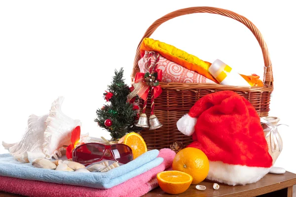 Christmas and beach accessories — Stock Photo, Image