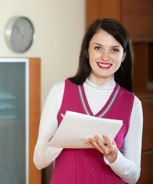 Portrait of  woman with  documents — Stock Photo, Image