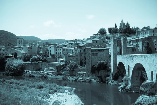 Vintage photo of old european town — Stock Photo, Image