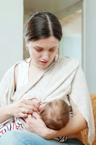 Mother breast feeding  three-month baby — Stock Photo, Image