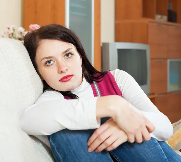 Unhappy brunette woman — Stock Photo, Image