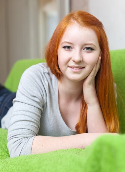 Teenager girl relaxing on couch — Stock Photo, Image