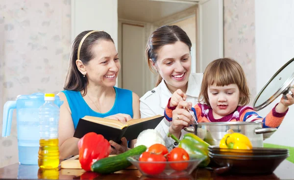 Happy women  in  kitchen — Stock Photo, Image