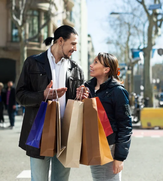 Couple at old european street — Stock Photo, Image