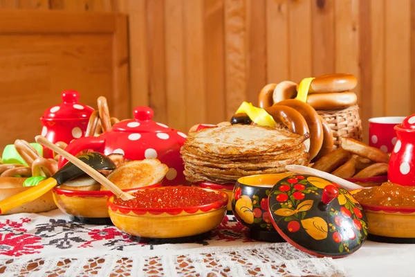 Maslenitsa festival meal — Zdjęcie stockowe