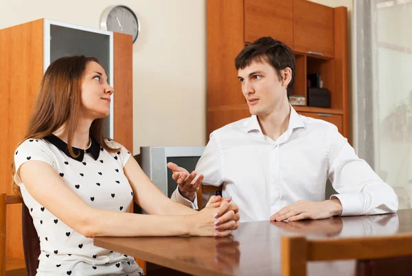 Couple having serious talking — Stock Photo, Image