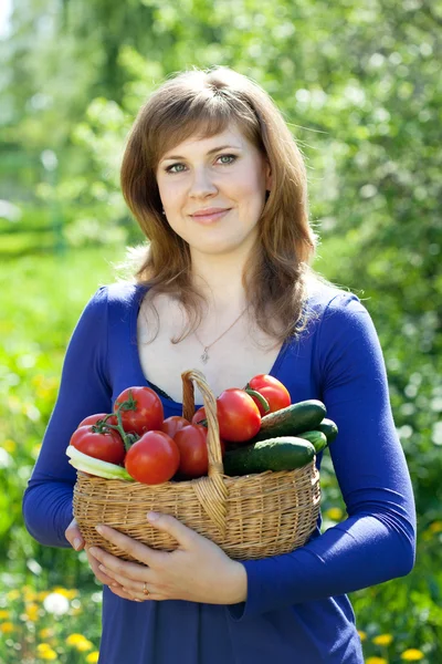 야채 수확 소녀 — 스톡 사진
