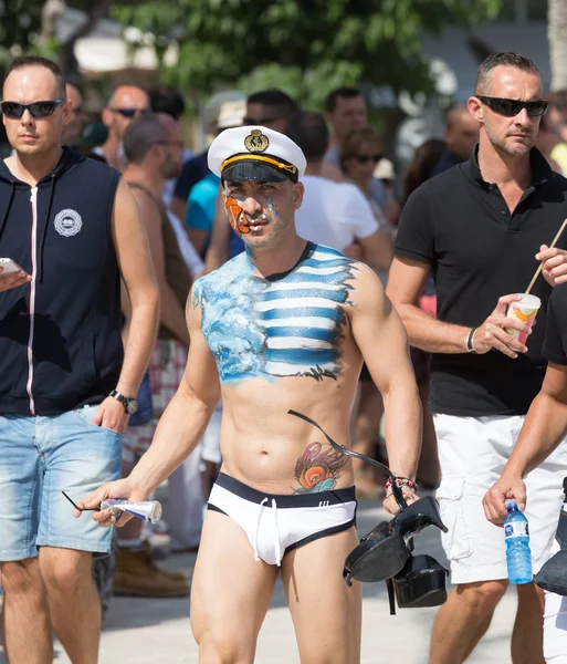 Guys during  Gay pride parade in Sitges — Stock Photo, Image