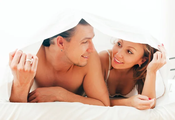 Loving guy and woman  together — Stock Photo, Image