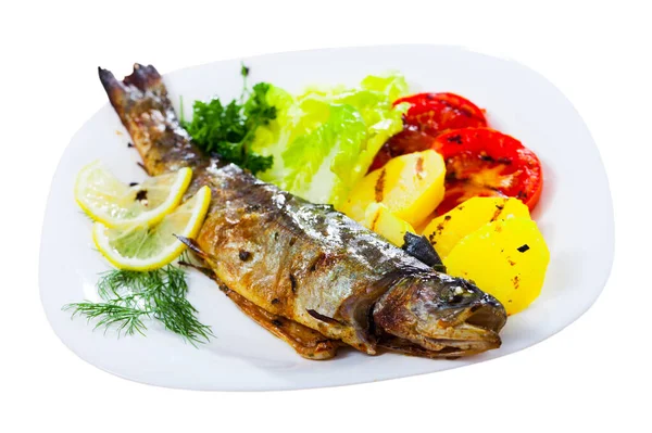 Baked trout with vegetables — Stock Photo, Image