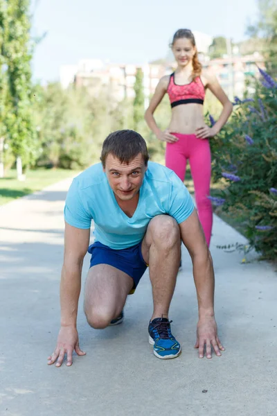 Man in start position for run — Stock Photo, Image