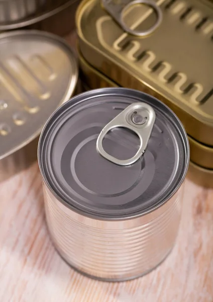 Close up of tin cans