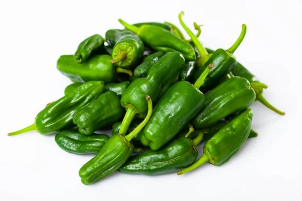 Fresh peppers Padron on a white background — Stockfoto