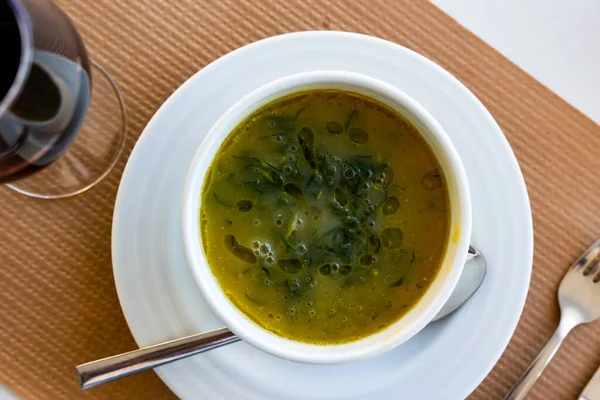 Portion Frischer Caldo Verde Traditionelles Gericht Der Portugiesischen Küche — Stockfoto
