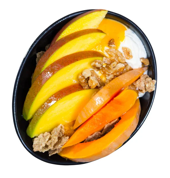 Balkabağı Mangoyla Kahvaltı Beyaz Arkaplan Üzerinde Izole Edilmiş — Stok fotoğraf