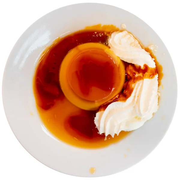 Słodki Deser Śmietankowy Karmelową Skorupą Flan Con Nata Typowy Kataloński — Zdjęcie stockowe