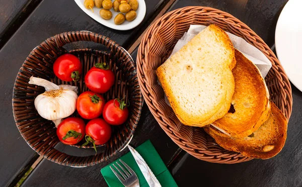 Pan Contomate Bröd Med Tomat Och Vitlök Typisk För Katalonien — Stockfoto