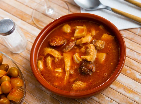 Madrid Style Tripe Served Table Serving Pieces — Stock Photo, Image