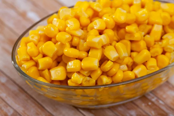 Closeup Appetizing Grains Boiled Corn Plate — ストック写真