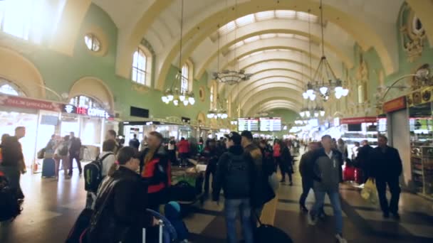 Moscow Oroszország 2019 Május Forgalmas Moszkvai Kazansky Pályaudvar Belseje — Stock videók