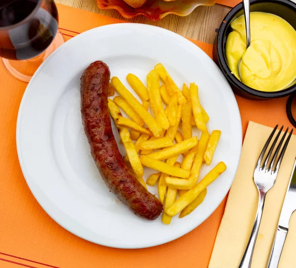 Spanish Pork Sausages Butifarras Boiled Potatoes — Fotografie, imagine de stoc