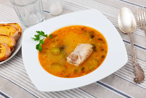 Popular Dish Russian Cuisine Pickle Soup Meat Cooked Basis Pickled — Stockfoto