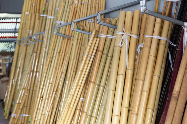 Manojos Postes Bambú Tienda Jardinería Almacén —  Fotos de Stock