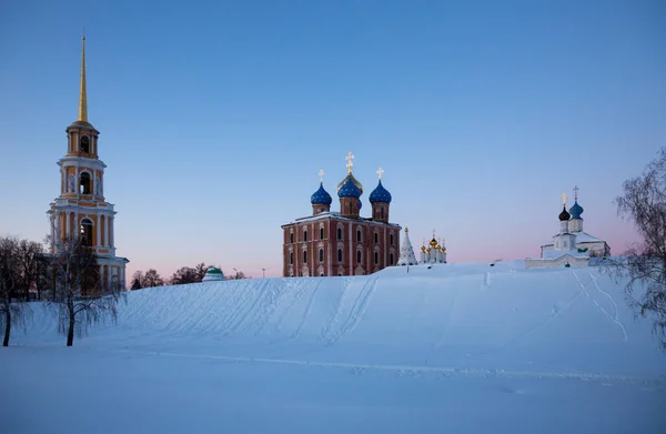 Image Evening Assumption Cathedral Winter Ryazan Russia — Stock Photo, Image