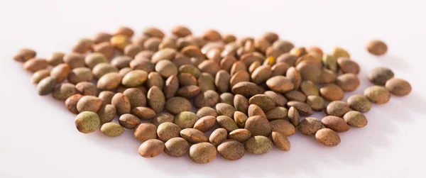 Pile Raw Lentil Grains White Background Organic Food Healthy Eating — ストック写真