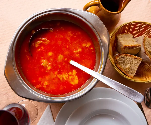 Hot Callos Gallega Stew Traditional Dish Galician Cuisine Rich Pork — Stock Photo, Image