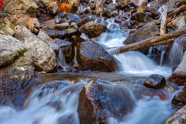 Cascada Waterval Ratera Boven Het Sant Maurici Meer Gezien Vanaf — Stockfoto