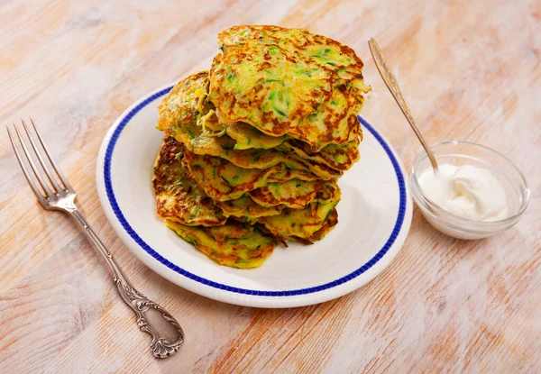 Pancakes Courgettes Tasty Vegeterian Dish High Quality Photo — Stock Fotó