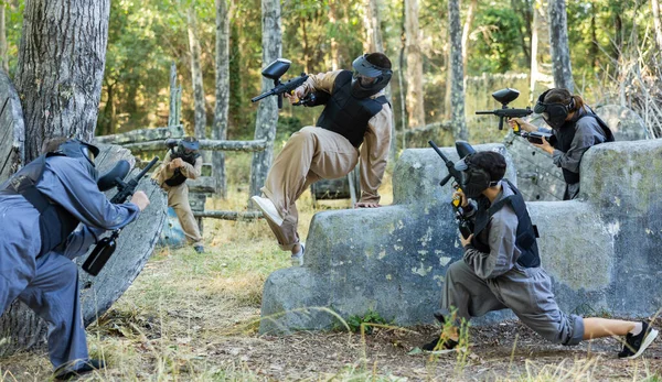 Attack Paintball Team Enemy Army Training Ground — Stock Photo, Image