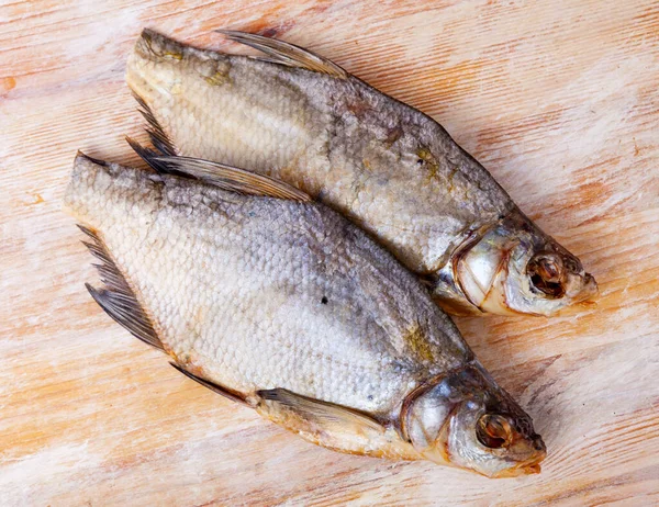 Dried Salted Bream Lying Wooden Table Close Image — Stock Photo, Image